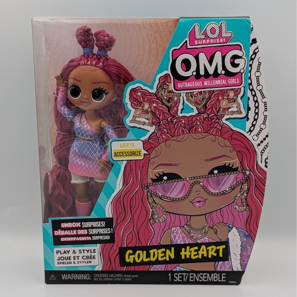 LOL OMG Golden Heart Fashion Doll Pink Braided Hair Accessories Instagold Sister